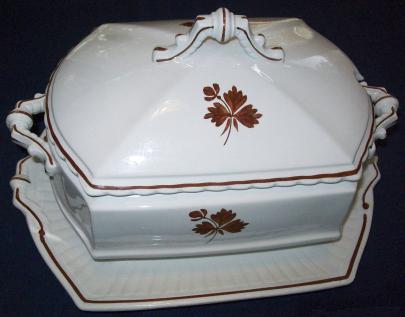 Burgess - Square Ridged - Beaded Handle - TL - Soup Tureen