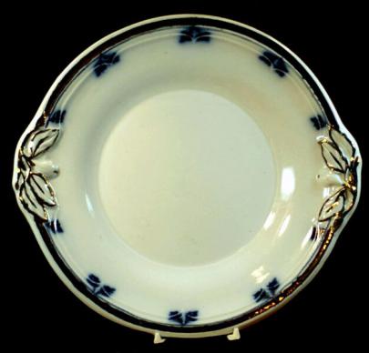 Clementson - Augusta Shape - LB - Cake Plate - cobalt plumes