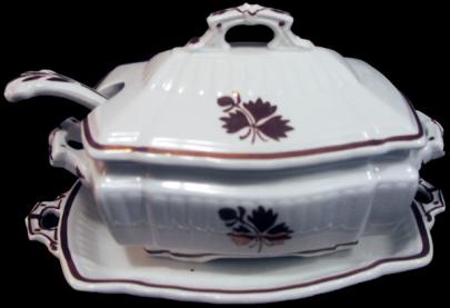 Mellor Taylor - Square Ridged - Hearts - Tea Leaf - Sauce Tureen - 4 Pieces
