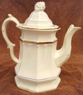 Unknown - Grape Octagon - LB - Coffeepot/Teapot with red and blue pinstripes