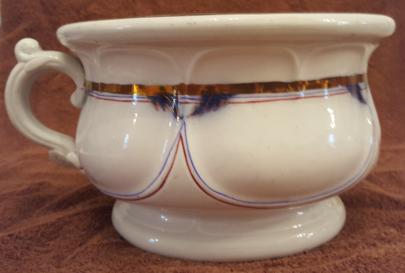 Jacob Furnival - Quartered Rose - LB - Chamber Pot - no lid - Blue and Red pinstripes and cobalt plumes