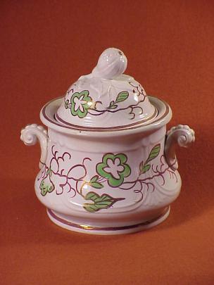 Walley - Niagara Shape - Polychrome with Green Floral - Sugar Bowl 